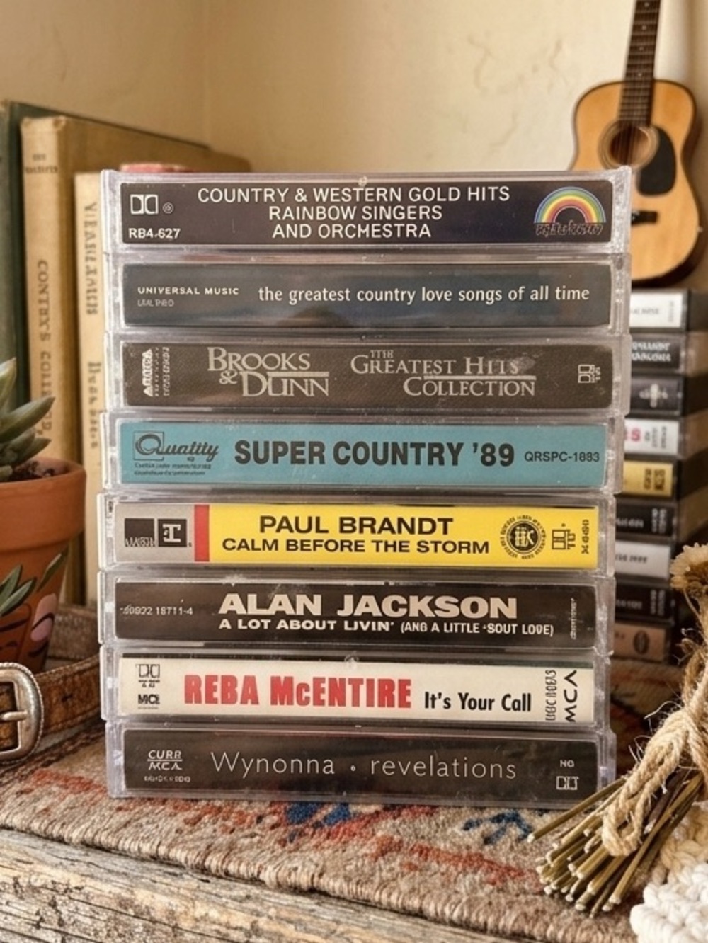 Stack of Vintage Country Music Cassette Tapes Lot